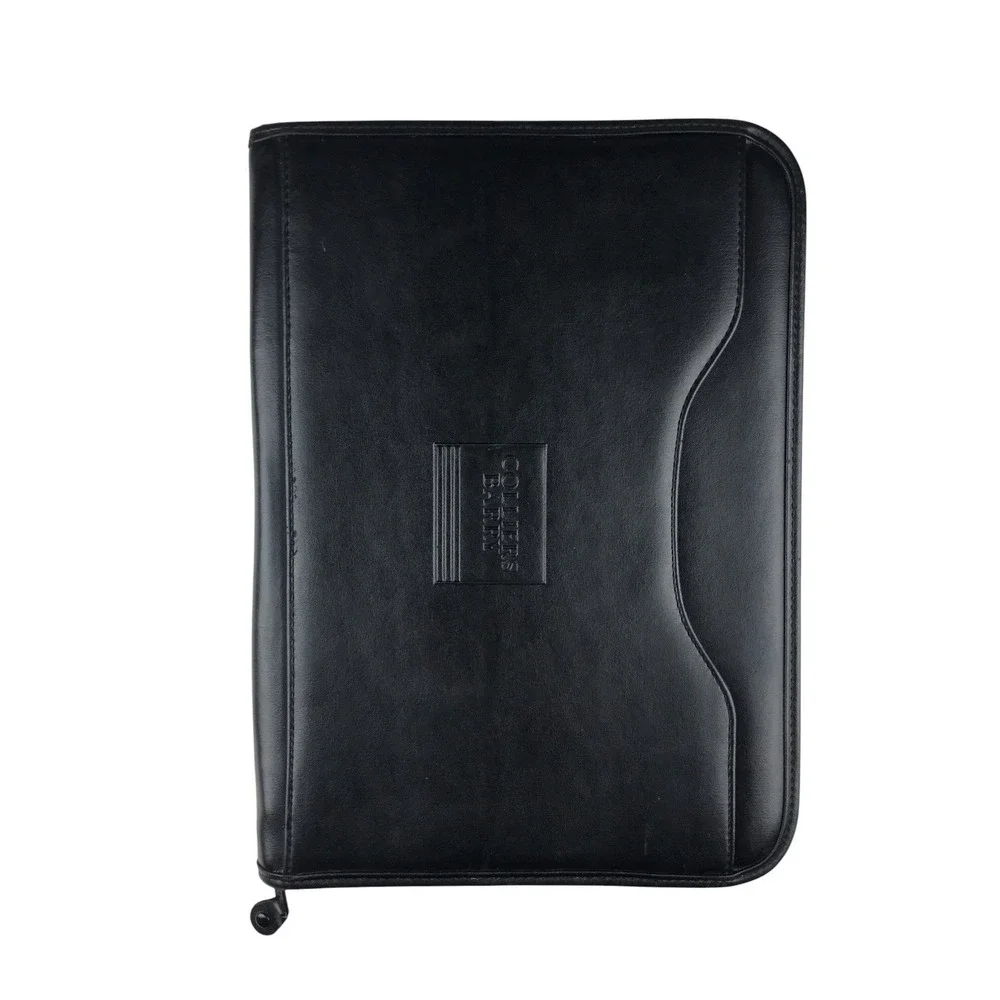Gemline Colliers Barry Black Synthetic Leather Zip‎ Portfolio Organizer Case